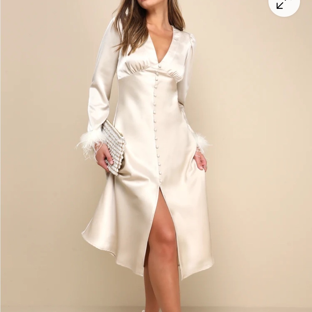 Lulu's Champagne long sleeve dress